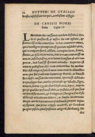 De Caussis Morbi huius Caput II.