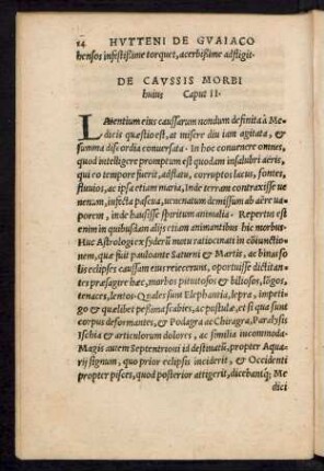 De Caussis Morbi huius Caput II.