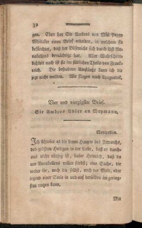 Vier und vierzigster Brief. Sir Ambros Adler an Weymann.