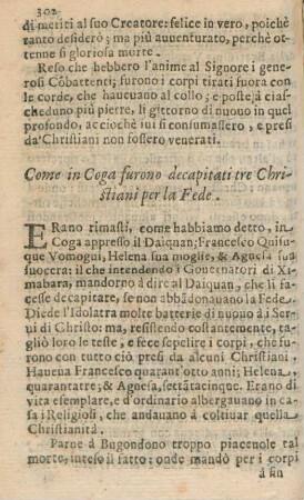 Come in Coga furono decapitati tre Christiani per la Fede
