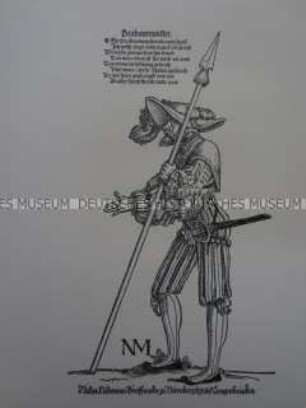 Kriegerdarstellung, Proviantmeister mit Spieß, 1510/1530.