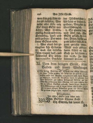 XI. Von dem heiligen Geiste, seinen Gaben und seinen Wirkungen.