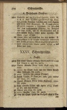 XXXV. Schweitzerische. - XXXVI. Holländische.