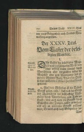 Der XXXV. Titul. Vom Laster der beleidigten Maiestät.