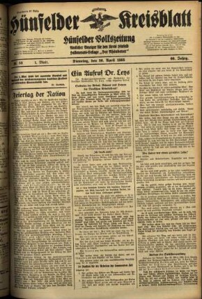 Erste Ausgabe vom Dienstag, den 30. April 1935.