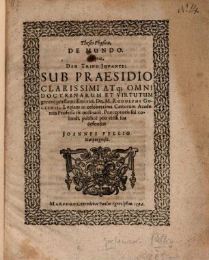 Theses Physicae de mundo