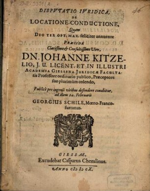 Disp. iur. de locatione conductione
