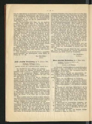 Dritte ordentliche Versammlung am 16. Februar 1884