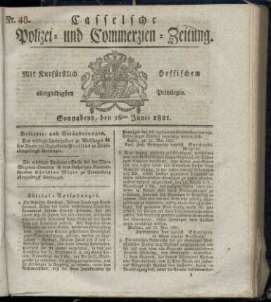 Nr. 48, Sonnabend den 16ten Junii. 1821