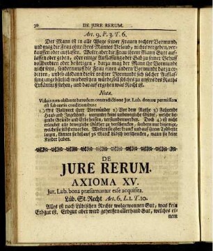 De Jure Rerum. [Axioma XV. - LXXIIX.]