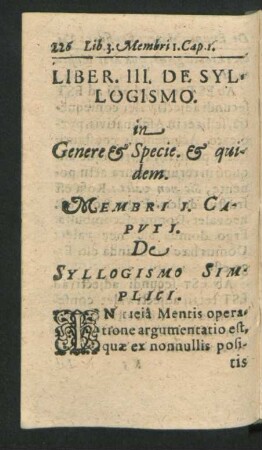 Liber III. De Syllogismo in Genere & Specie