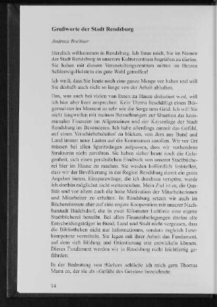 Grußworte der Stadt Rendsburg