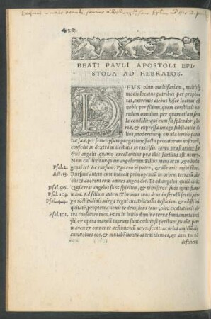 Beati Pauli Apostoli Epistola Ad Hebraeos.