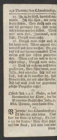 75. Offenb. Joh. 5,5.6. Siehe, es hat überwunden der Löwe, der da ist von dem Geschlechte Juda, [et]c. Mel. Victoria, mein Lamm ist da. 15.