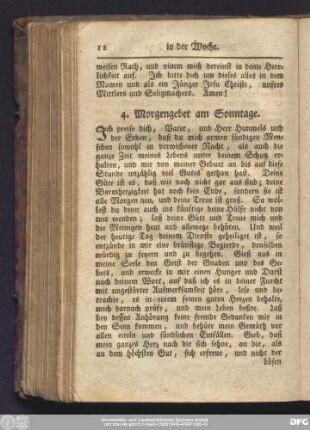 4. Morgengebet am Sonntage.