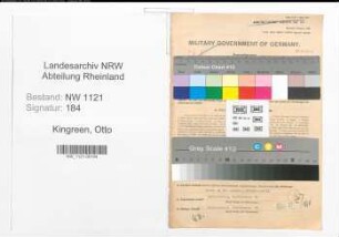 Entnazifizierung Otto Kingreen , geb. 12.07.1895 (Arzt)