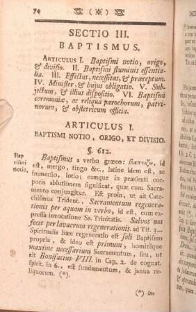 Sectio III. Baptismus.