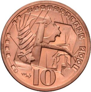 Künstlerprobe von Victor Huster für eine 10 Mark-Münze auf 50 Jahre Bundesverfassungsgericht