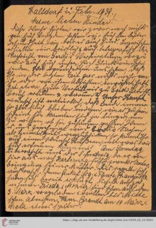 Korrespondenz von Alice und Ludwig Klein: Postkarte von Alice Klein und Ludwig Klein an Max Klein und Susanne Klein