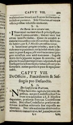Caput VIII. De Officiis, Præcedentiis & Suffragiis pro Defunctis.
