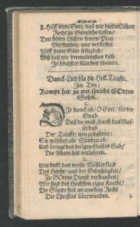 Danck-Lied für die Heil. Tauffe.