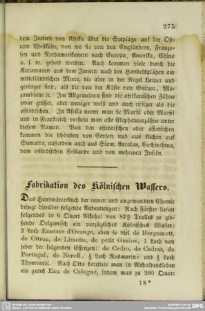 Fabrikation des Kölnischen Wassers