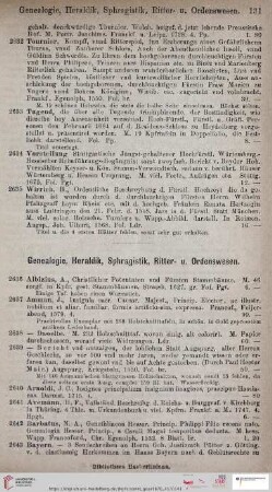 Genealogie, Heraldik, Sphragistik, Ritter u. Ordenswesen (Nr. 2636 - 2818)