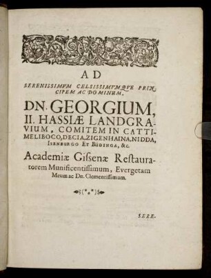 Ad ... Dn. Georgium, II. Hassiae Landgravium ...