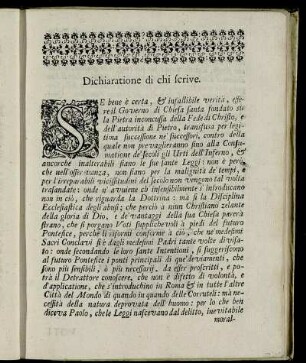 Dichiaratione di chi scrive
