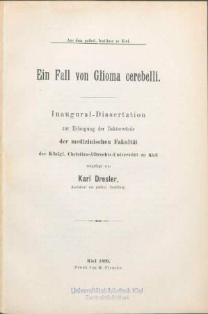 Ein Fall von Glioma cerebelli