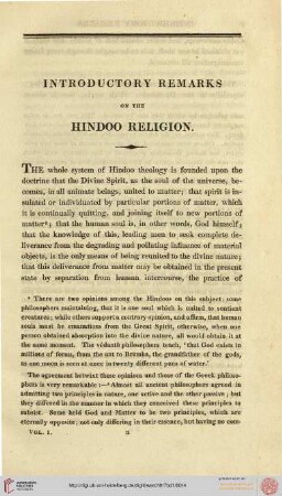 Introductory Remarks on the Hindoo Religion