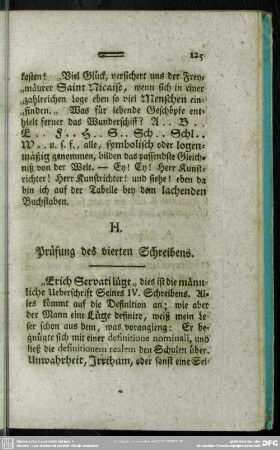 H. Prüfung des vierten Schreibens