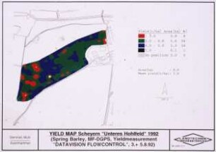 Yield Map Scheyern "Unteres Hohlfeld" 1992 (Spring Barley; MF-DGPS; Yield Measurement "DATAVISION FLOWCONTROL", 3. + 5..8.1992)