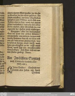 Am Zwölfften Sontag nach Trinitatis/ Lection 2. Corinth. am 3.