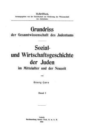 In: Grundriß der Gesamtwissenschaft des Judentums ; Band 1