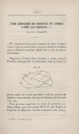 Étude géométrique des propriétés des coniques d'après leur définition. [Fortsetzung]