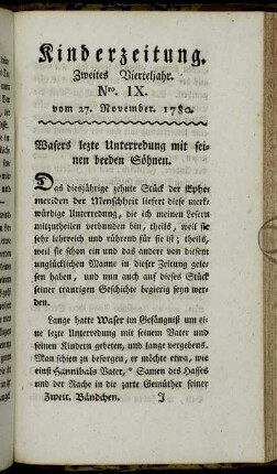 Nro. IX. vom 27. November 1780