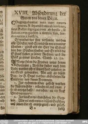 XVIII. Absönderung der Guten von den Bösen.