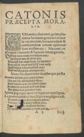 Catonis Praecepta Moralia.