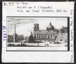 Rom, St. Peter: Ansicht von Osten, Fassade. Stich von Israel Silvestre