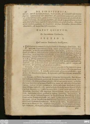 Sectio I. Quid nomine Poenitentiae intelligatur.