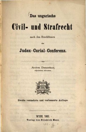Das ungarische Civil- und Strafrecht [Zivilrecht]