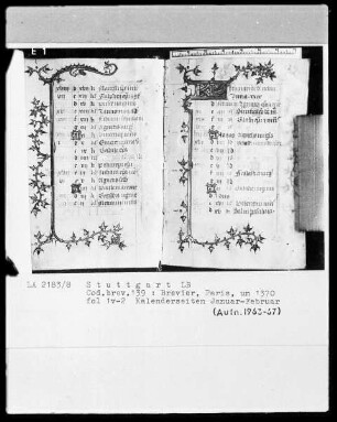 Lateinisches Stundenbuch — KL-Ligatur mit anschließender Ranke als Teilbordüre, Folio 2recto
