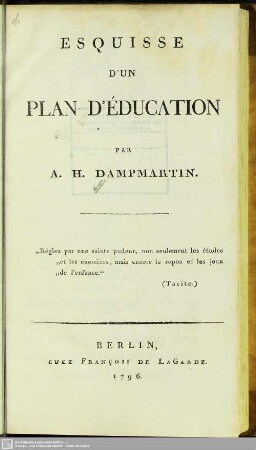 Esquisse D'Un Plan D'Éducation