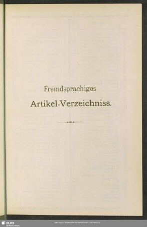 Fremdsprachiges Artikel-Verzeichniss