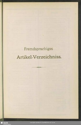 Fremdsprachiges Artikel-Verzeichniss