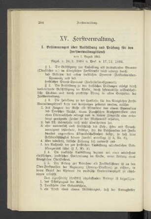 XV. Forstverwaltung.