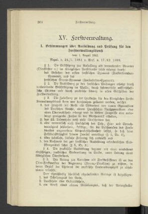 XV. Forstverwaltung.