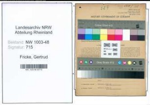 Entnazifizierung Gertrud Fricke , geb. 06.04.1915 (Prokuristin)