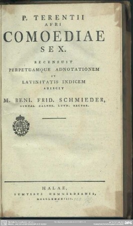 P. Terentii Afri Comoediae Sex